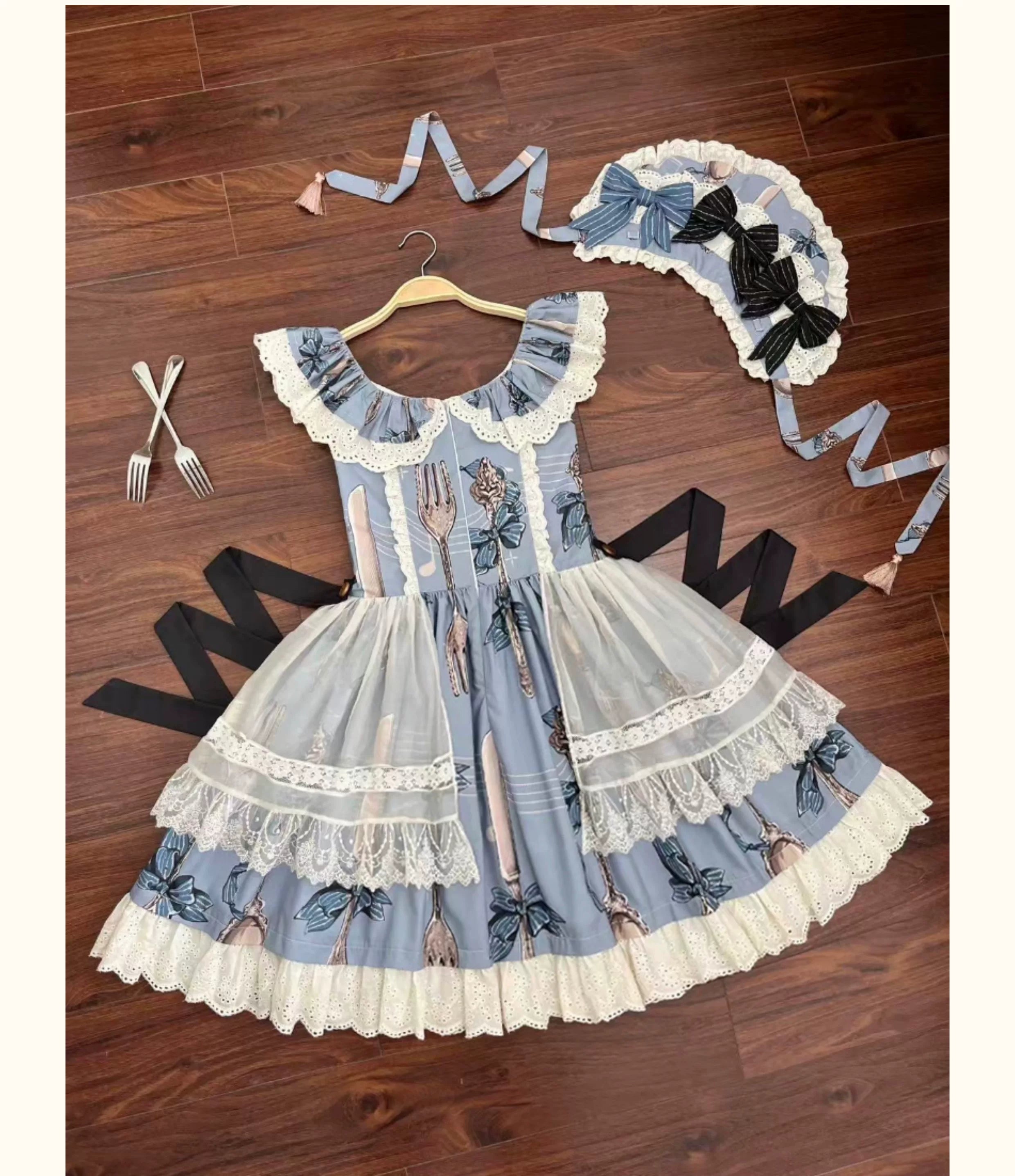 Witch's Banquet - Printed Doll-like Sweet Lolita OP, Apron-like Front and Accessories - image 18