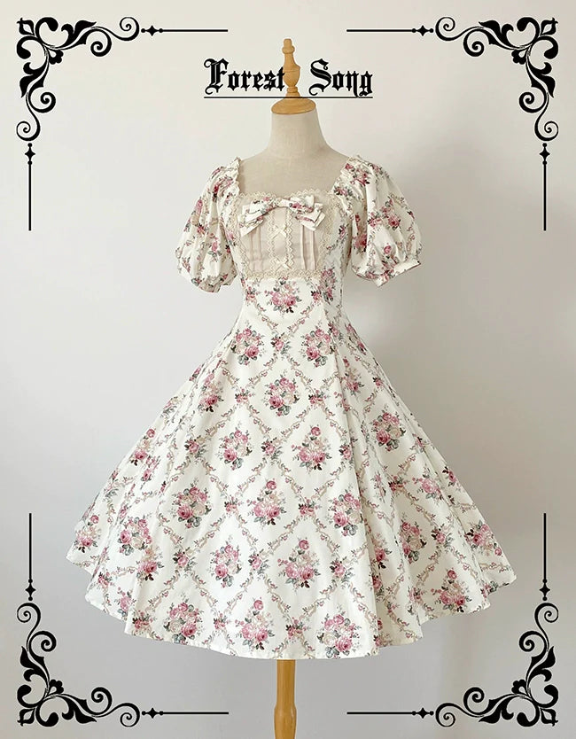 Pastoral Poem - Elegant Lolita OP Dress Floral Print 6-Piece Cut Lolita Dress - image 26