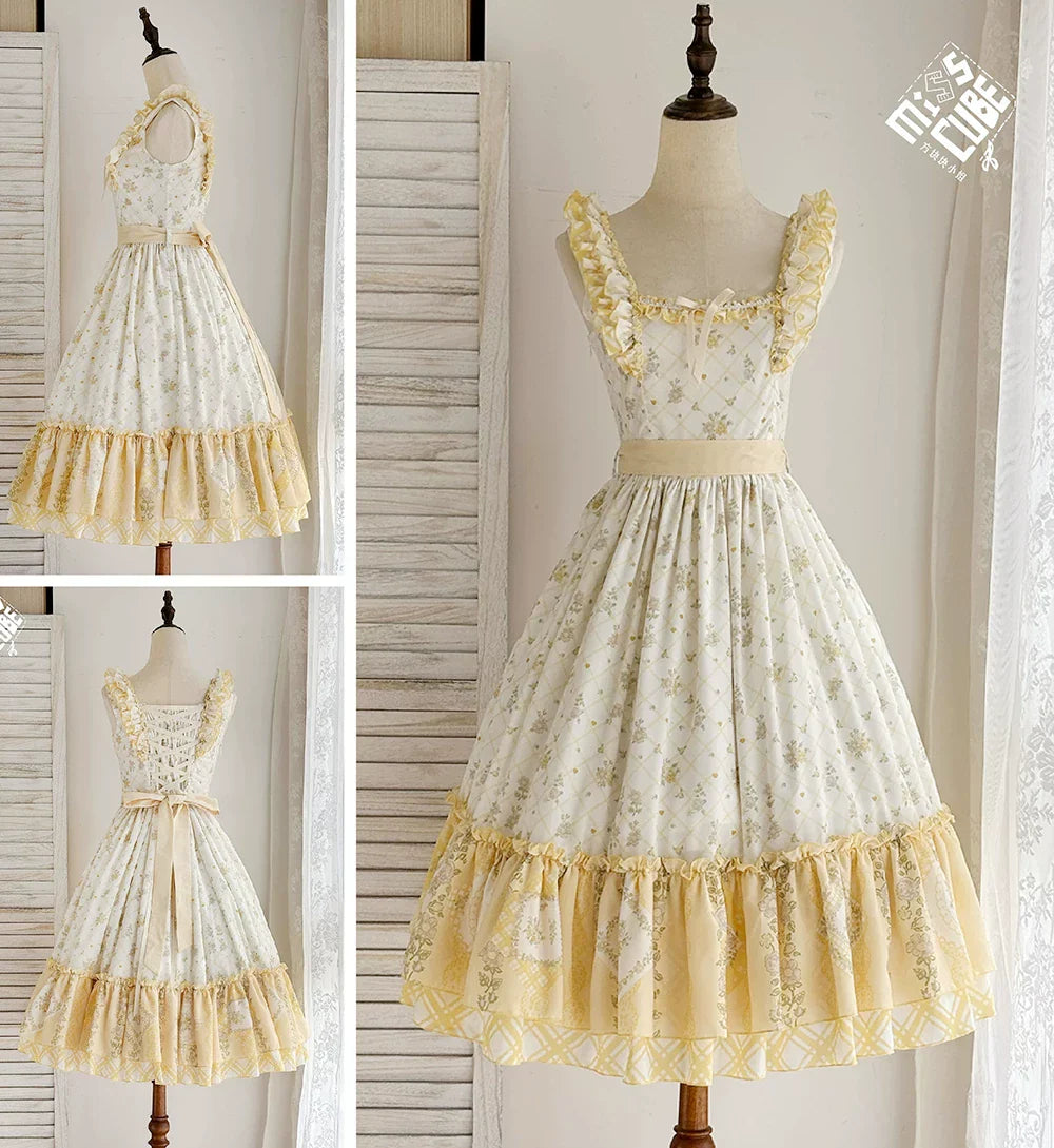 Patchwork Garden 2.0 - Classic Lolita Floral Print JSK Dress, Side Pockets - image 7