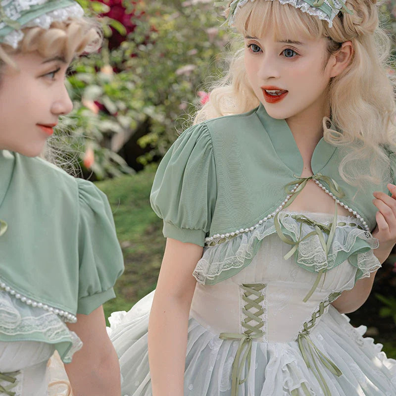Toting Basil - Wedding Lolita Bolero, Necklace, Cuffs and Side Clip Collection - image 4