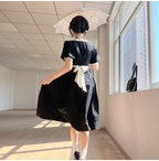 Thoughts - Vintage Black Lolita OP Dress with Square Neckline - image 9