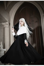 Nihil - Gothic Nun Lolita OP Dress, Irregular Hem Cape and Accessories - image 39