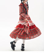 Vintage Lolita OP Dress Red Lolita Plaid Dress for Spring Summer - image 14