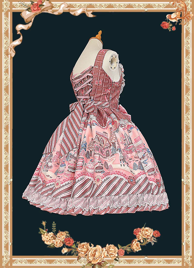 Candy House - Old School Lolita Cake Print JSK Dress, Side Zipper and Accessories - image 8