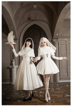Nihil - Gothic Nun Lolita OP Dress, Irregular Hem Cape and Accessories - image 20