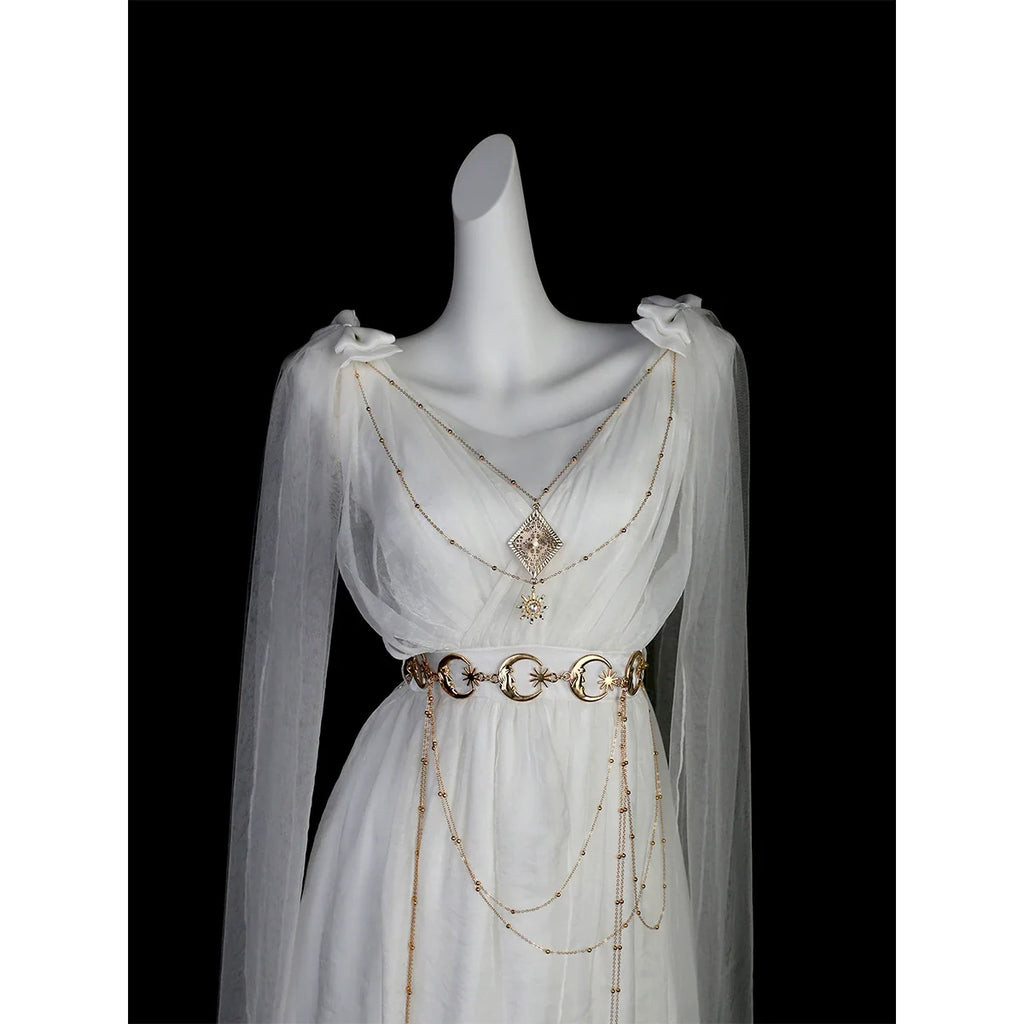 Divine - Elegant Greek Mythology Style Lolita JSK Irregular Hem White JSK Dress - image 4