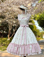 Patchwork Garden 2.0 - Classic Lolita Floral Print JSK Dress, Side Pockets - image 4