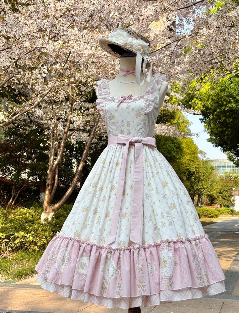 Patchwork Garden 2.0 - Classic Lolita Floral Print JSK Dress, Side Pockets - image 4