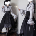Witch Notes - Gothic Lolita Embroidered Dress Suit, Cross and Rose Print - image 12
