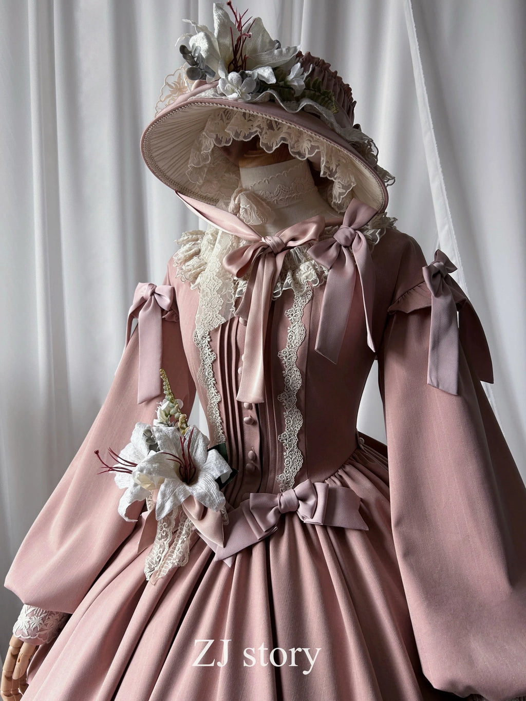 Embroidered Classic Lolita OP Dress, Lace Trim Shirt and Accessories - image 16