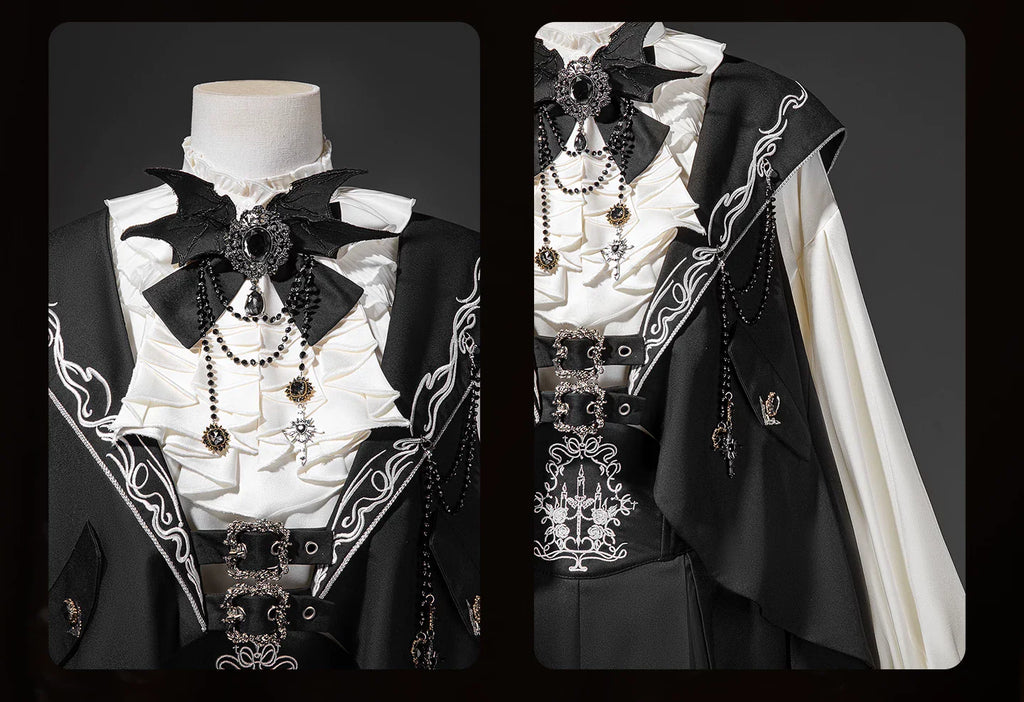 Bunny Ear Meteorite - Embroidered Ouji Lolita Set, Hooded Vest - image 5