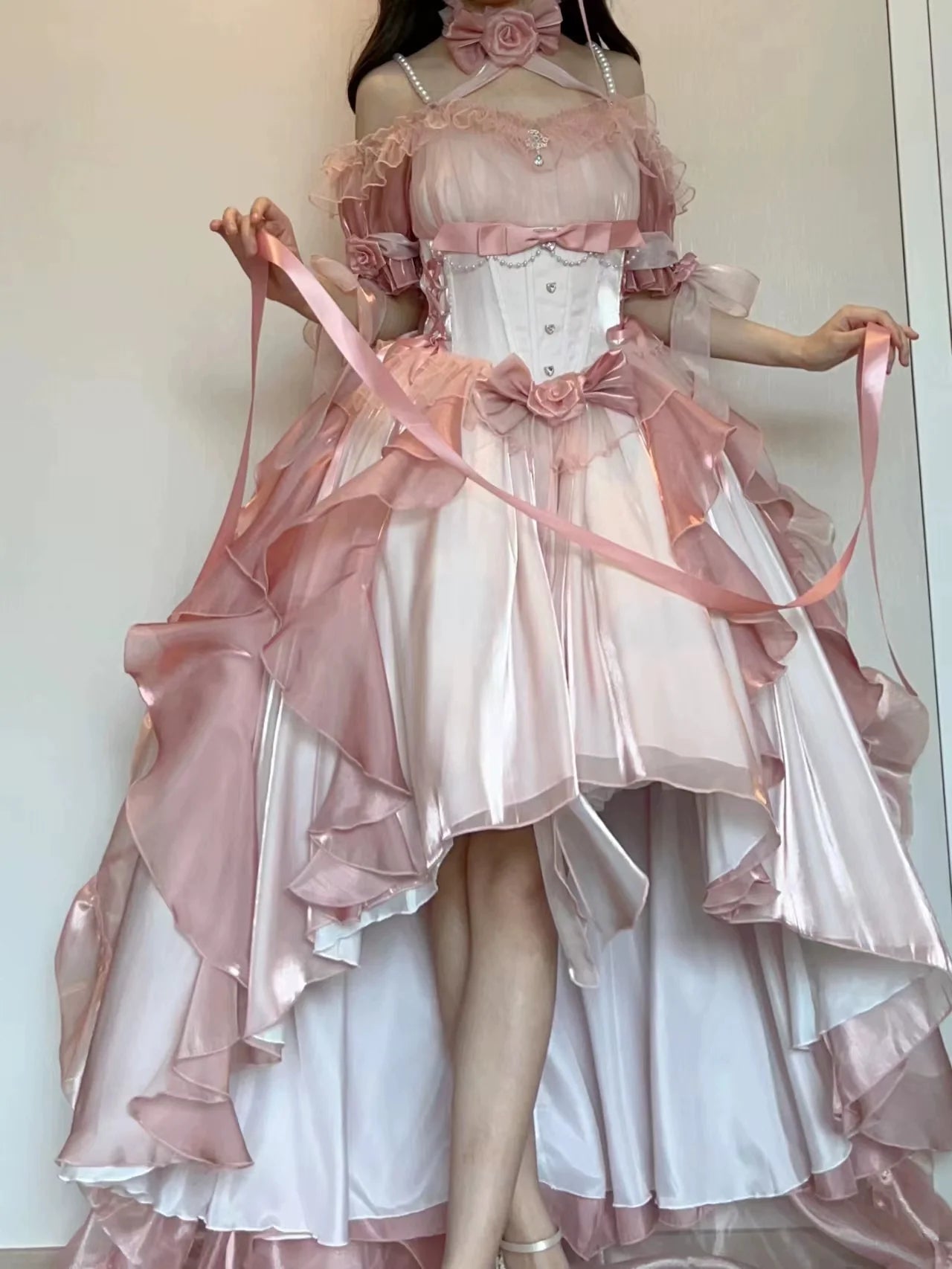 Midsummer Dream - Gradient Color Wedding Lolita JSK Dress Set, Fishbone Waist - image 3