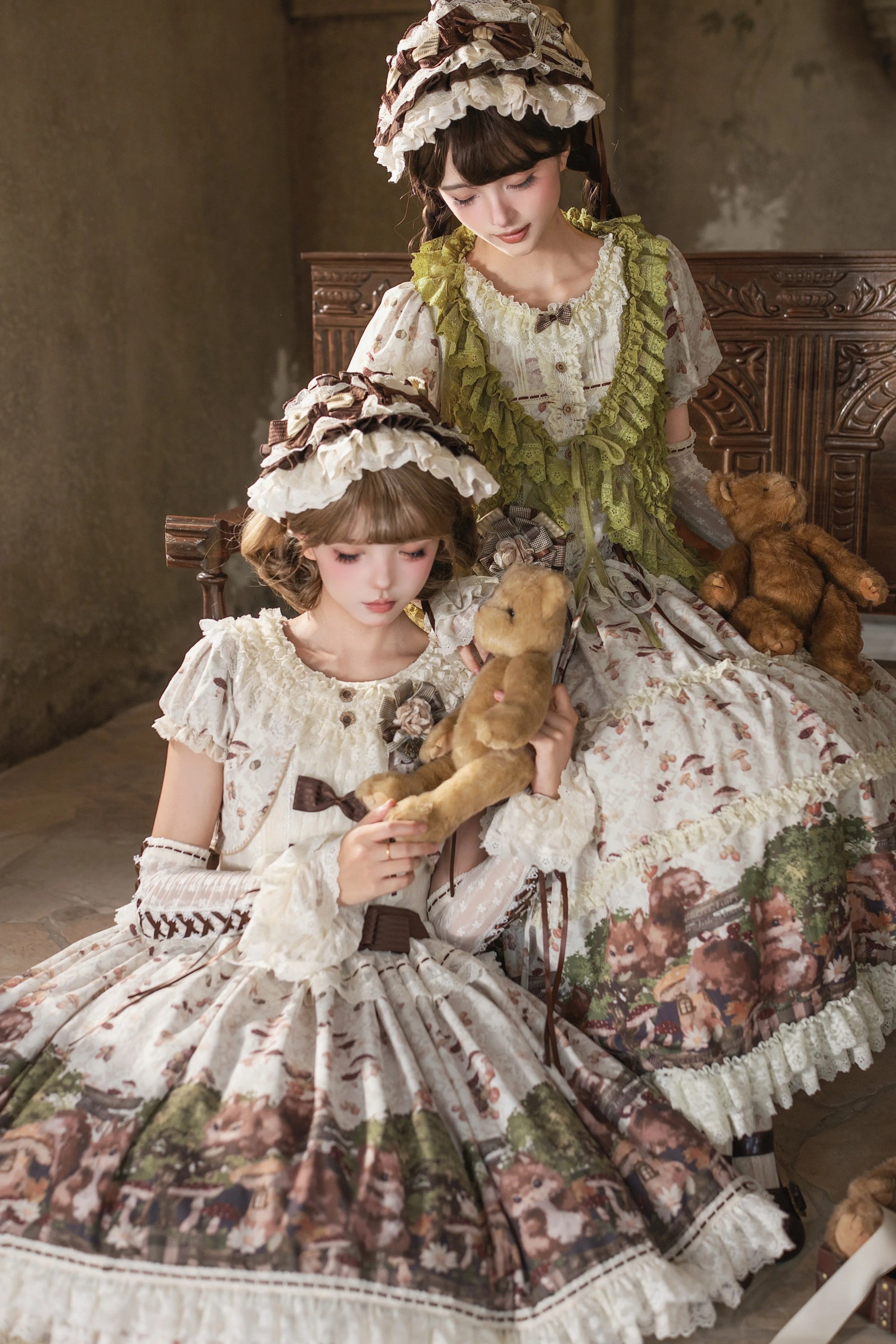 Squirrel Fairytale Cottage - Classic Lolita Long OP Dress and Accessories - image 16