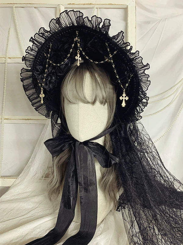 Gothic Lolita Bonnet and Detachable Veil BNT Headdress - image 6