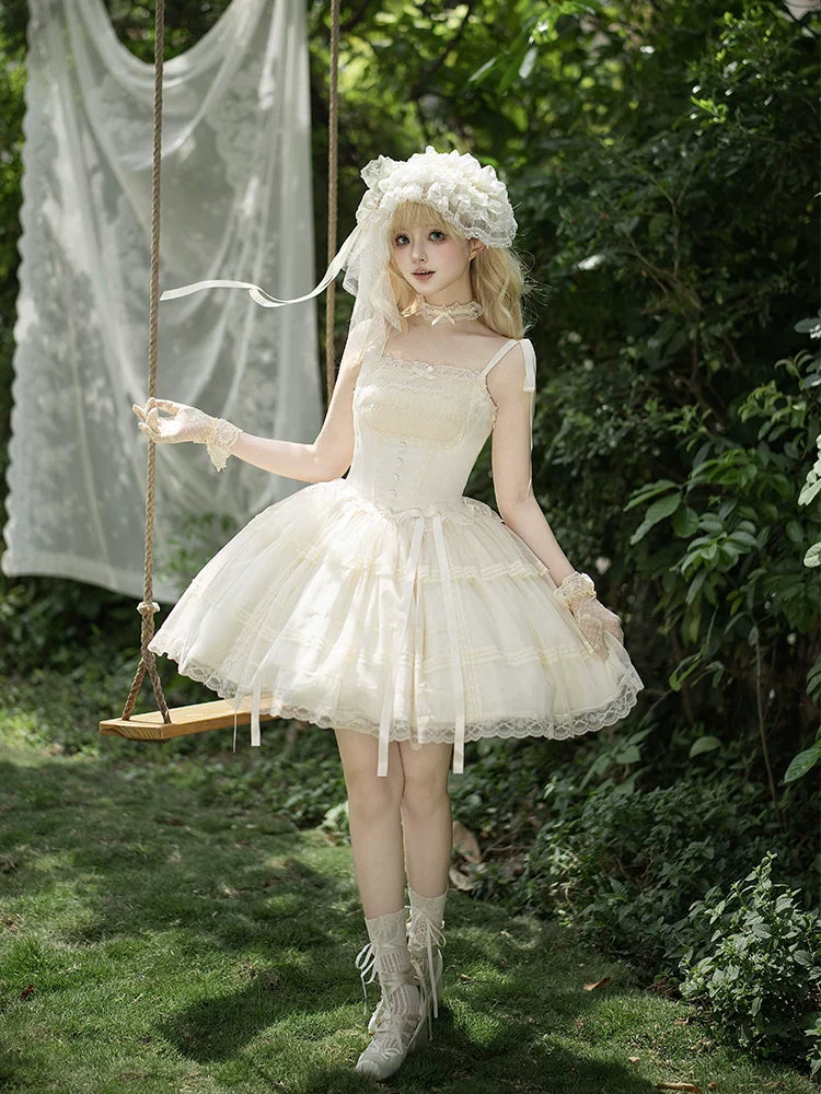 Confession Poem - Classic Lolita Corset JSK Set, Lace & Bows - image 25