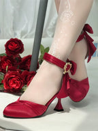 Coronation - Classic Lolita Wine Glass Heel Shoes with Detachable Bows - image 1
