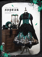 Dragon Bone Lily - Vintage Gothic Lolita Dragon & Skeleton Print JSK Dress and Accessories - image 33