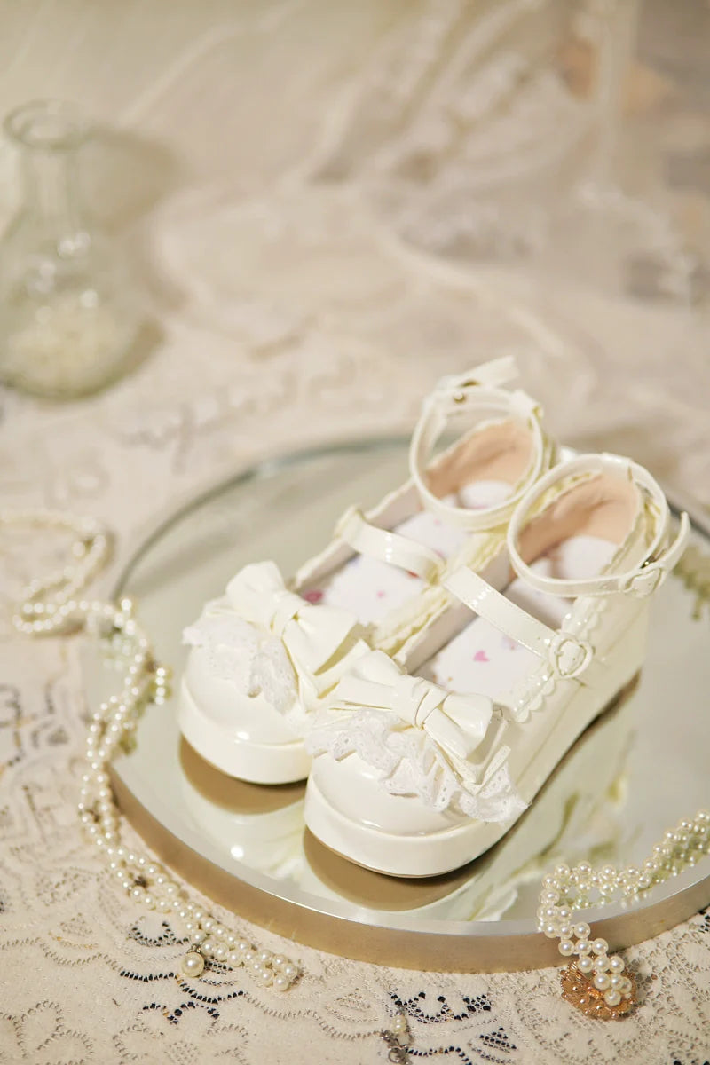 Milky Puff - Sweet Lolita Heels Shoes, Round Toe With Petite Wedge - image 19