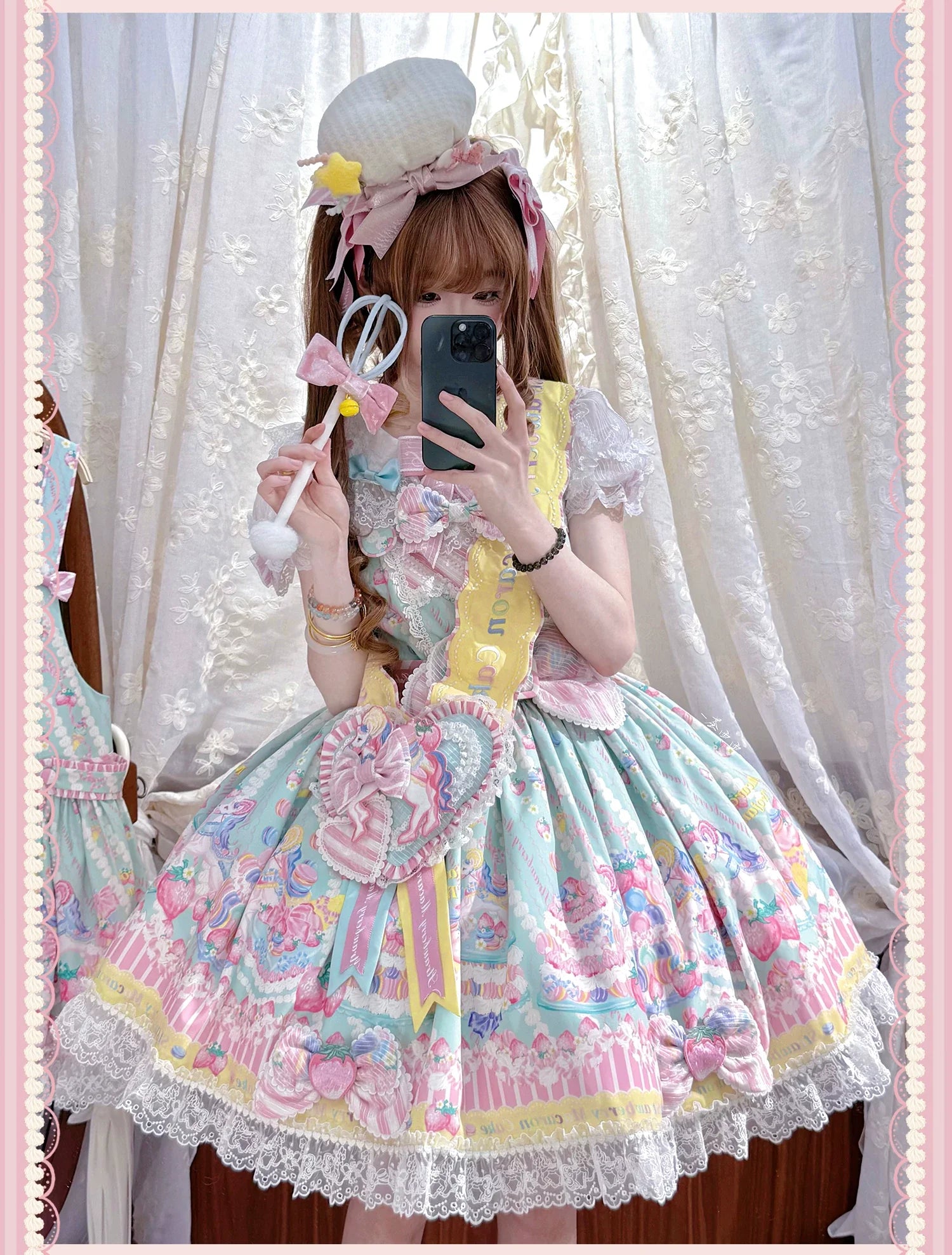 Macaron - Printed Sweet Lolita OP Dress and Old School JSK - image 15