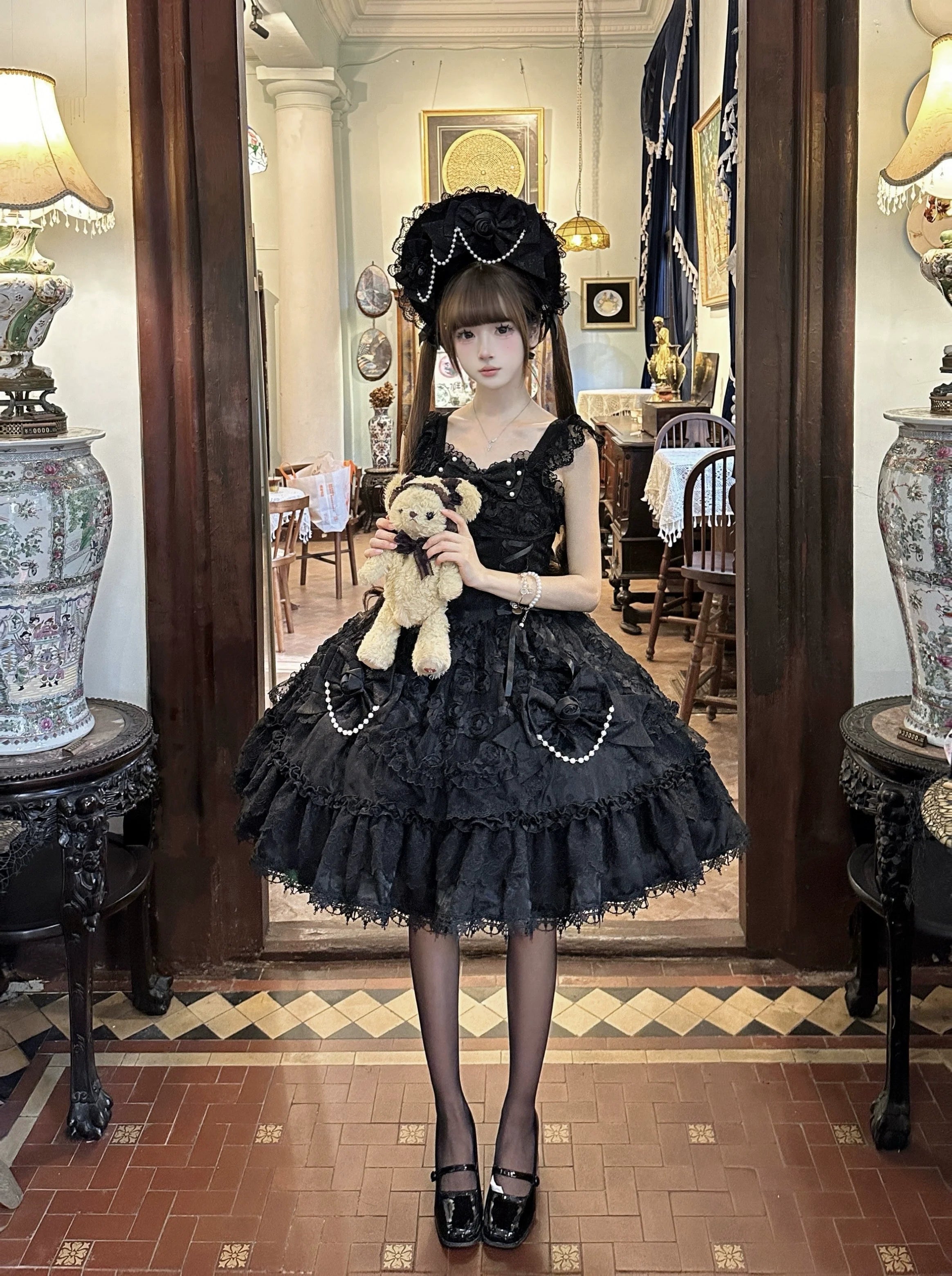 Rose Princess - Halloween Gothic Lolita JSK, Sheer Rose Dress - image 17