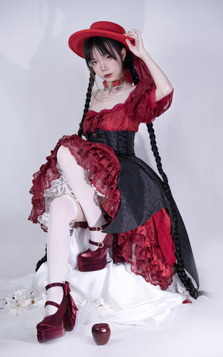 Floating Dream Lily - Elegant Lolita High Heel Shoes, Detachable Bow - image 32
