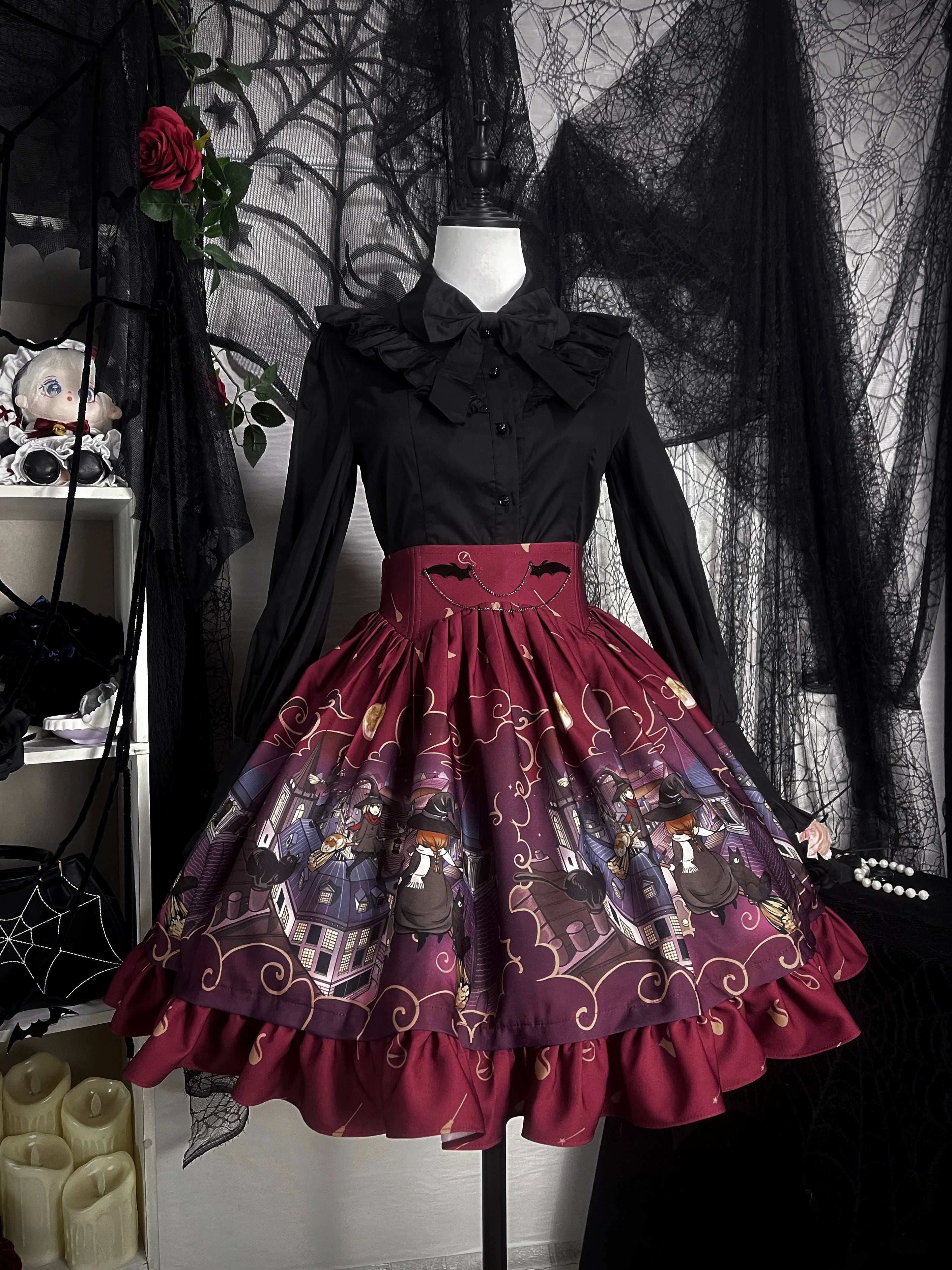 Witching Night - Gothic Lolita SK Halloween Chiffon Skirt - image 1