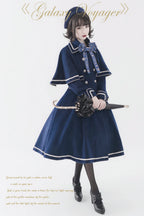 Galaxy Traveler - Classic School Lolita Overcoat with Detachable Cape and Bow - image 1