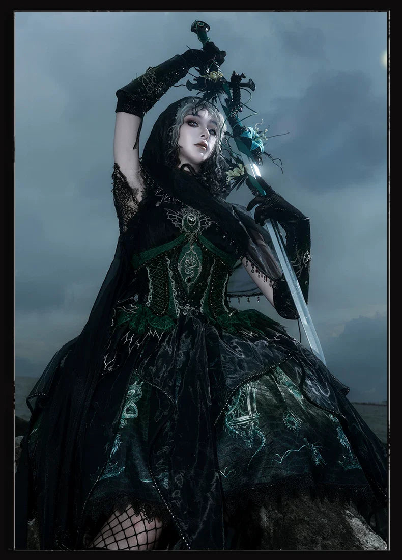 Bone Dragon - Gothic Lolita Corset JSK Dress Set with Embroidery - image 67