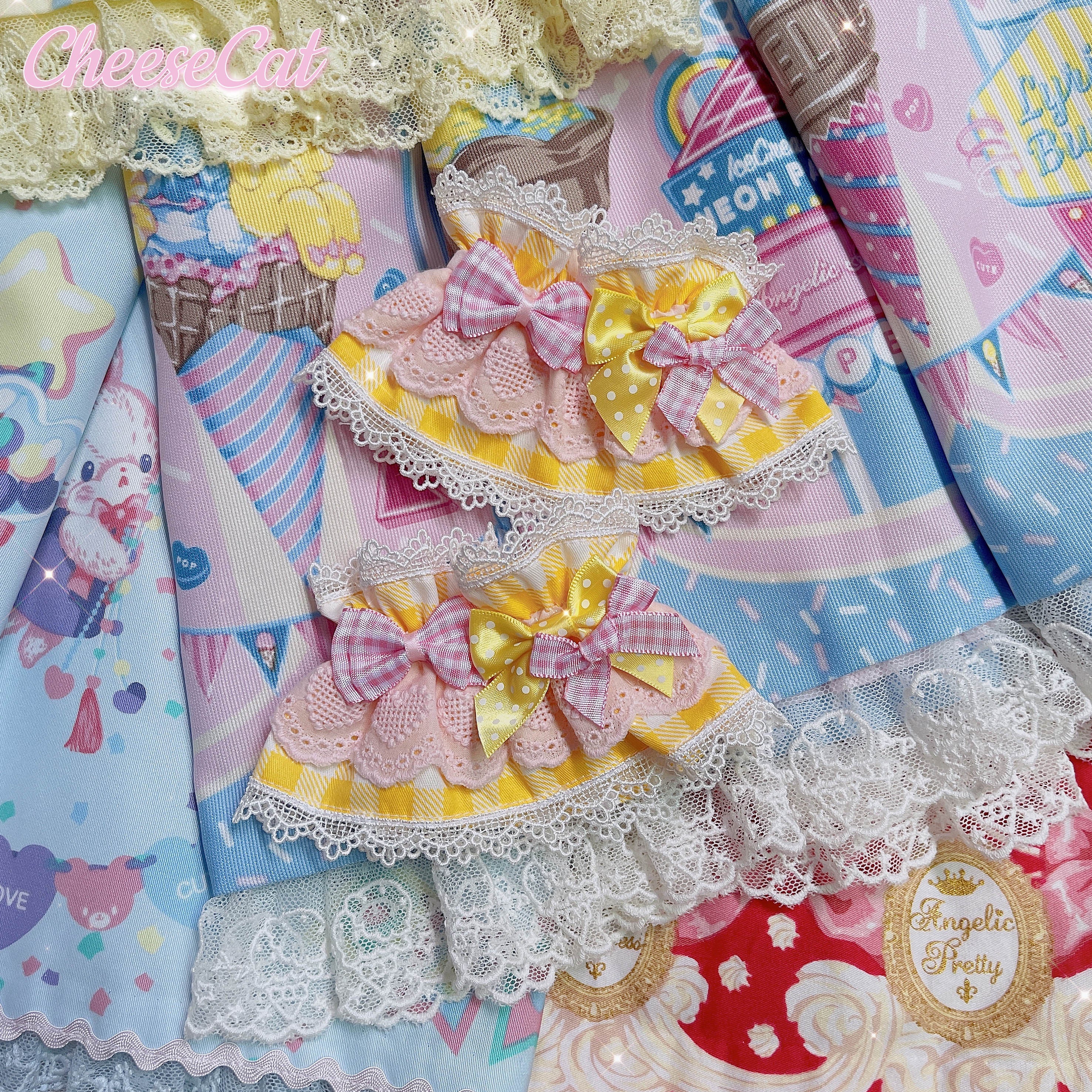 Cheese Cat - Sweet and Playful Strawberry Gingham Lace Cuffs - image 41