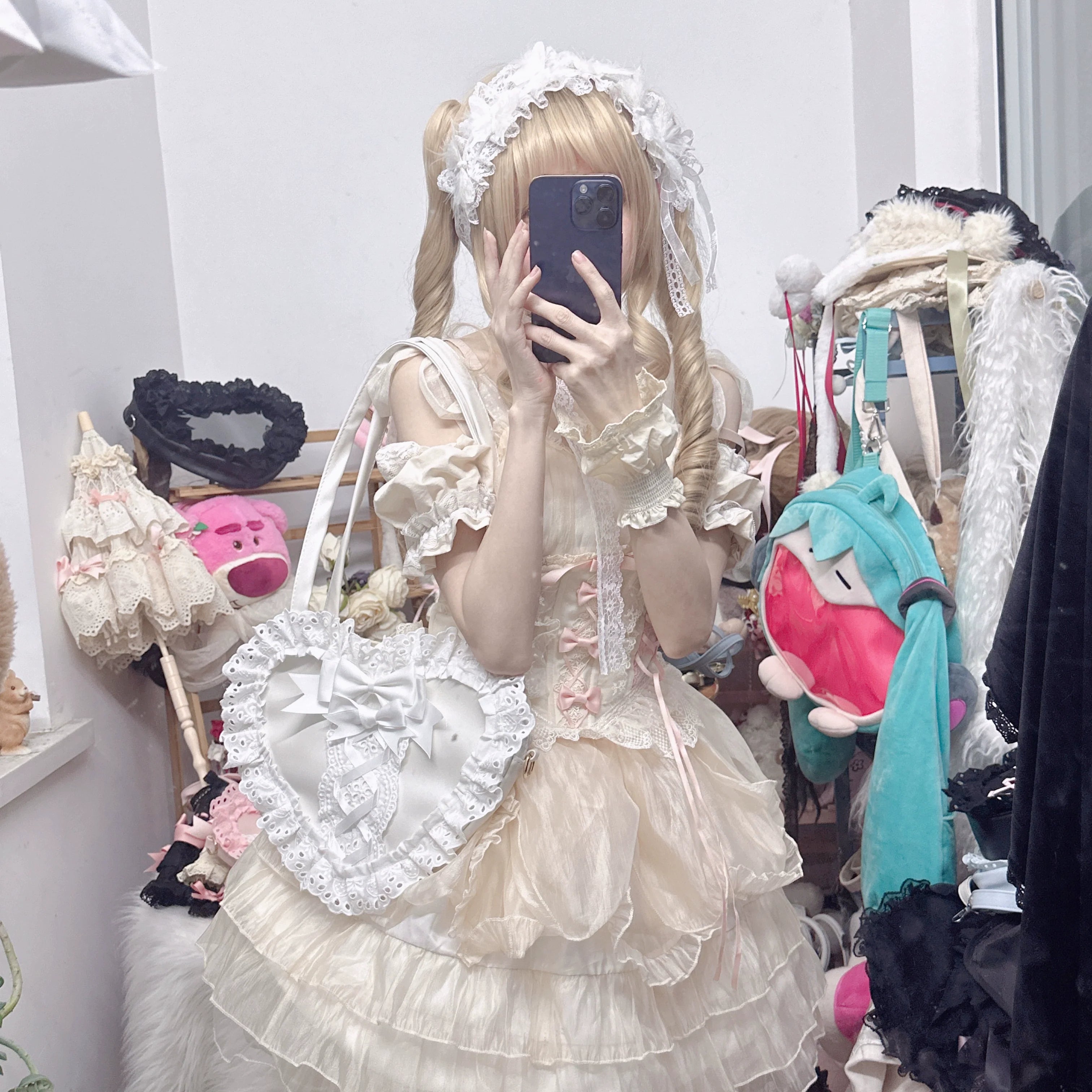 Sweet Lolita Bag Heart-shaped Lace Bag Multicolors - image 34