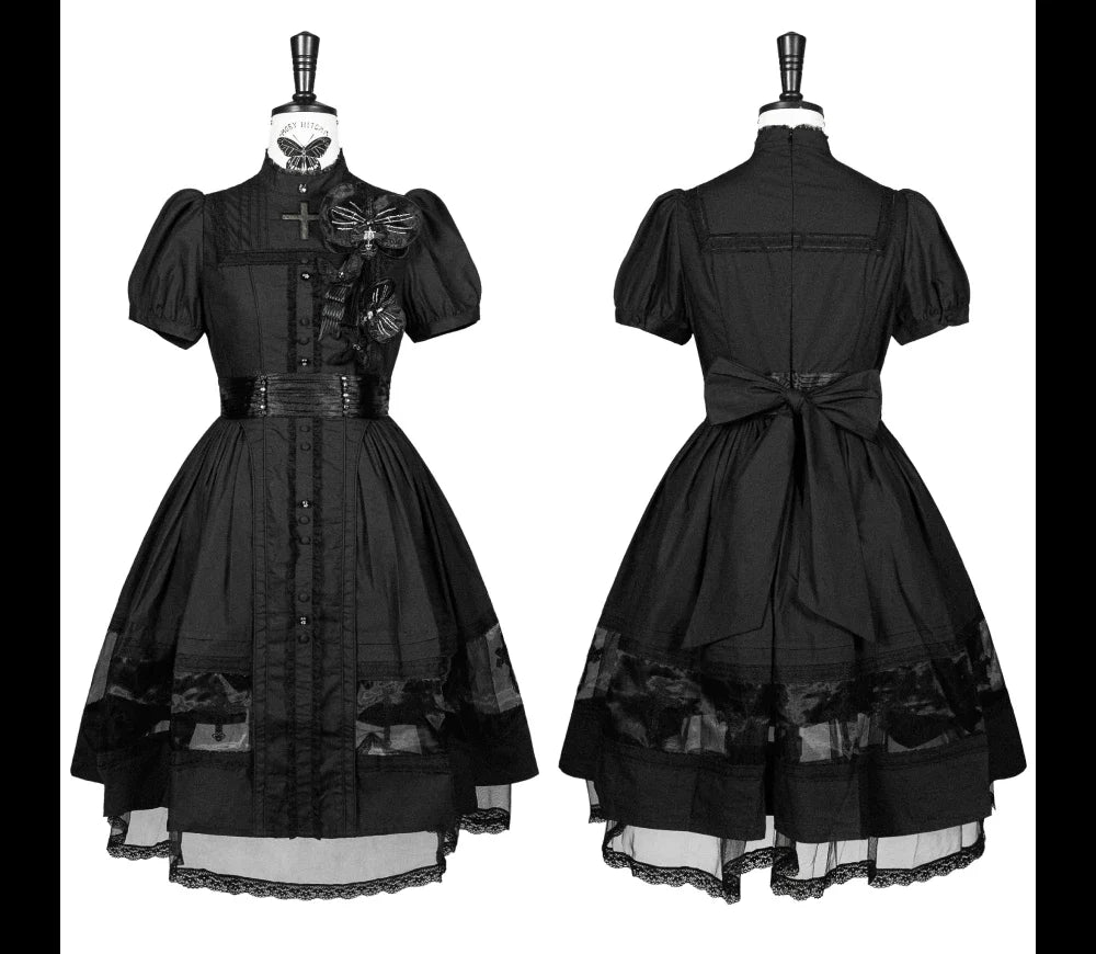Ghost Orchid - Gothic Lolita OP Dress, Embroidered Cross - image 43