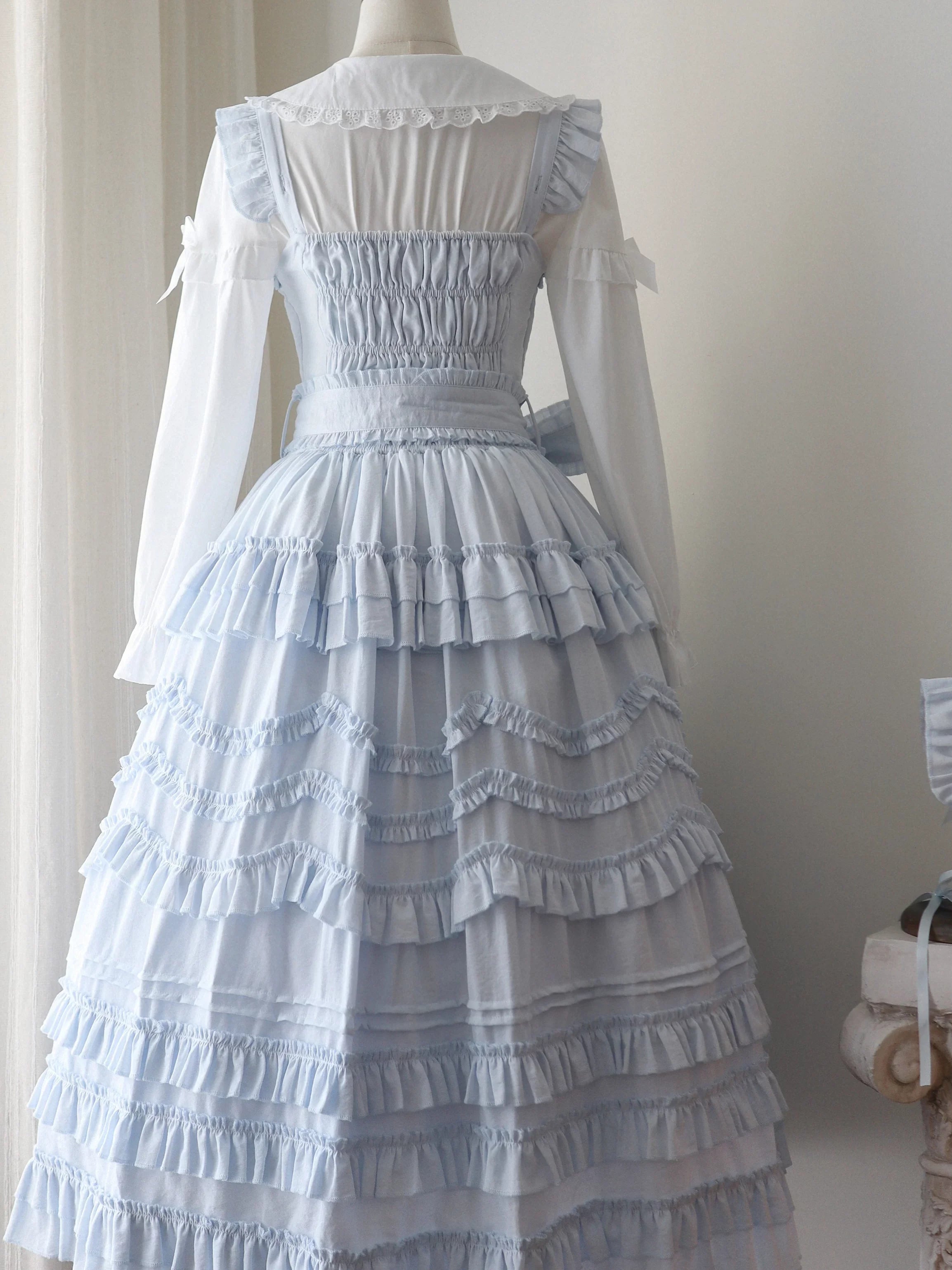Loveheart - Solid Classic Lolita JSK Dress, Tiered Hem - image 5