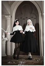 Nihil - Gothic Nun Lolita OP Dress, Irregular Hem Cape and Accessories - image 13