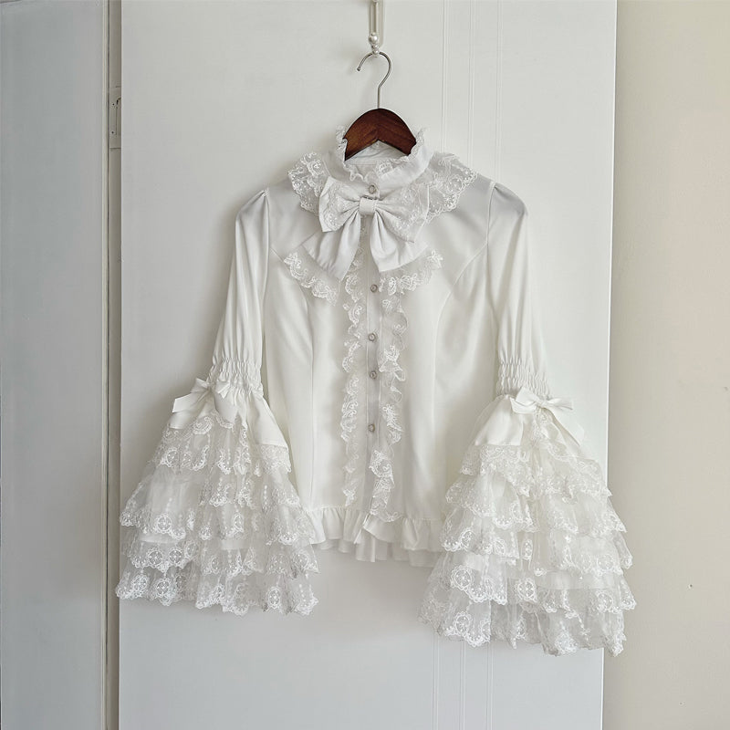 Spring Awakening - Sweet Lolita JSK and Princess-Sleeved Shirt with Lace Detail and Accessories - image 17