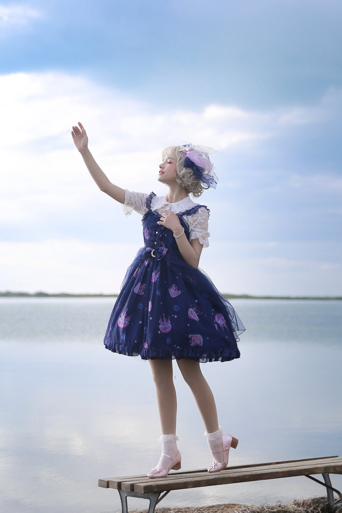Jellyfish Meteor - Chiffon Fairy Jellyfish Printed Lolita JSK - image 3