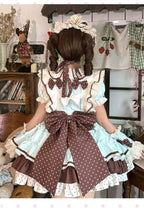 Honeyed Oath - Sweet Lolita Polka Dot OP Dress, Detachable Apron - image 6