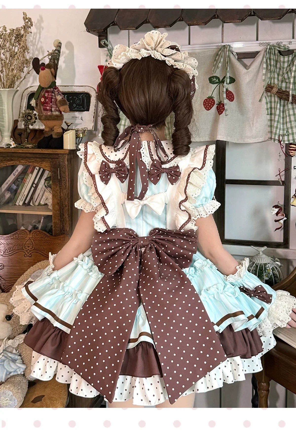 Honeyed Oath - Sweet Lolita Polka Dot OP Dress, Detachable Apron - image 6