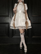 Ghost Orchid - Gothic Lolita OP Dress, Embroidered Cross - image 4