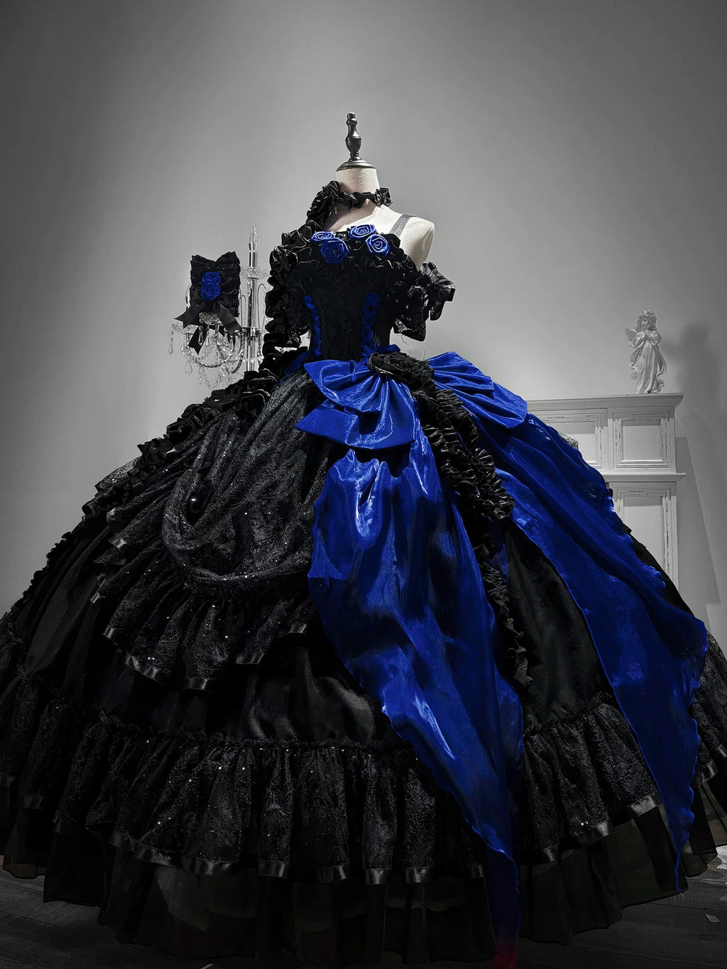 Gothic Lolita Wedding Corset JSK Dress, Lift-Up Hem - image 9