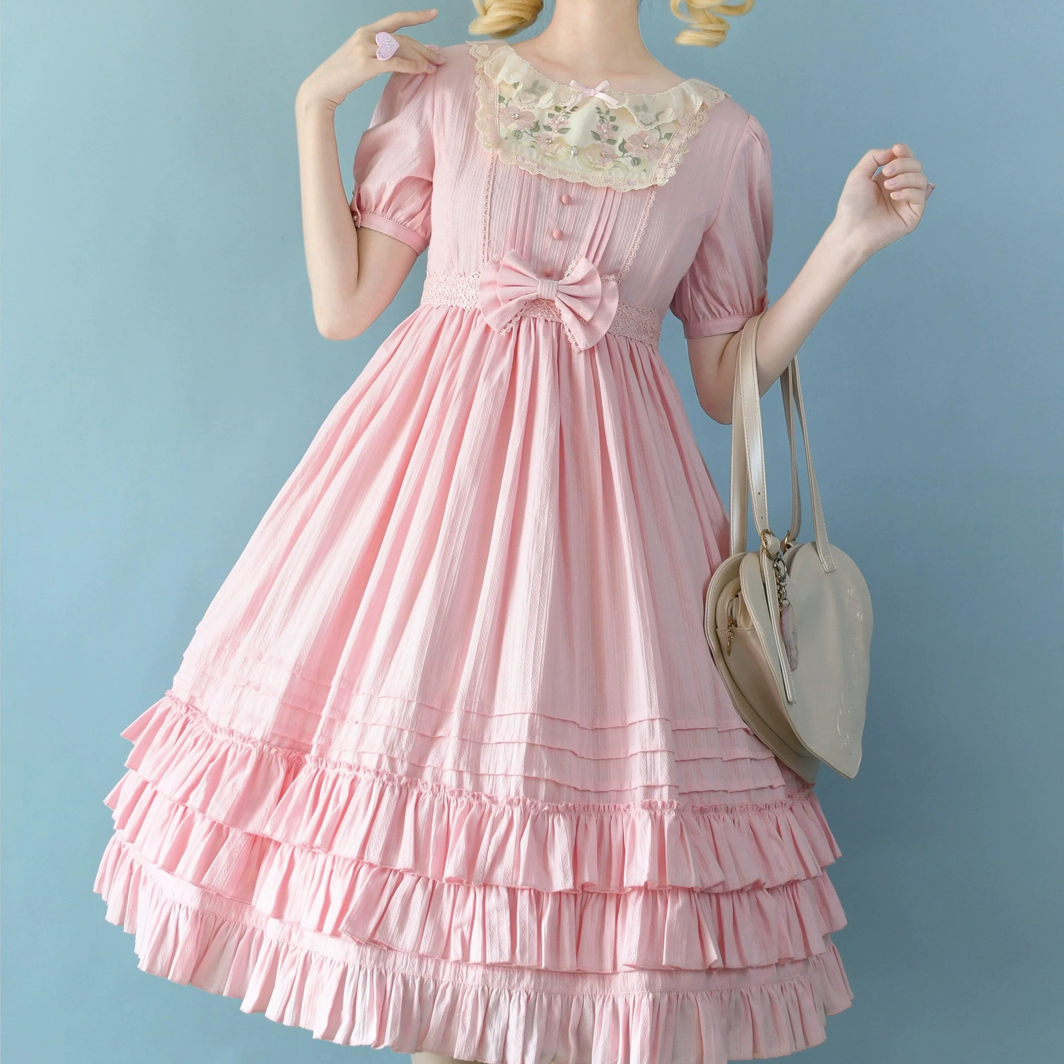 Nerry - Sweet Lolita Embroidered OP Dress Multicolors - image 10