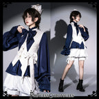 Rabbit Hunter - Ouji Lolita Shirt Sapphire Blue Long Sleeve Blouse - image 8