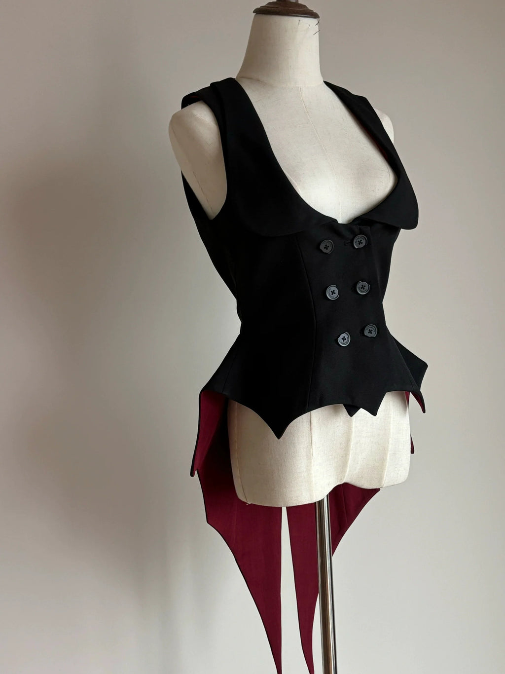 Final Nocturne - Black Gothic Lolita Vest, Bat-Wing Shape - image 1