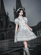 White Classic Lolita Printed OP Dress with Cross - image 14