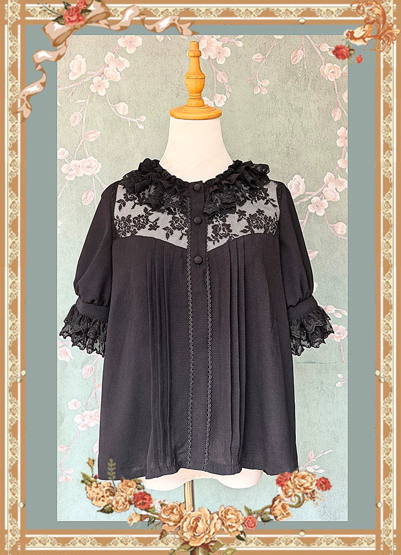 Mirror Doll - Old School Lolita Tiered Hem JSK with Polka Dot Lace and Accessories - image 18