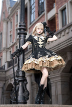 Glitter Oath - Military Lolita OP Dress with Detachable Split Tail Cloak - image 3