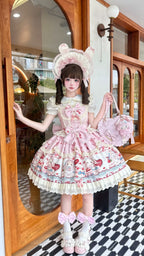 Bunny Party Sweet Lolita Printed JSK Dress with Bow Train - image 7