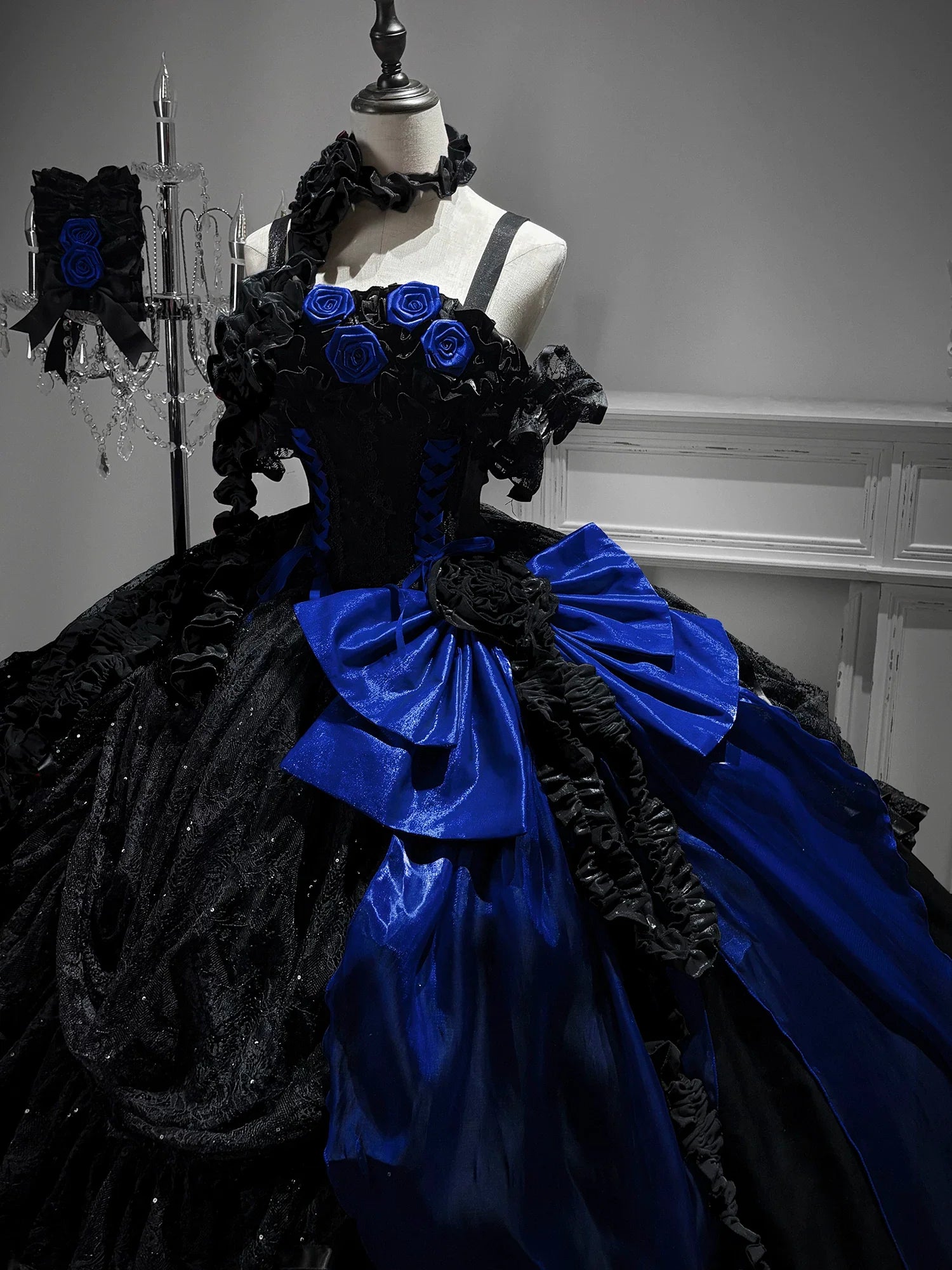 Gothic Lolita Wedding Corset JSK Dress, Lift-Up Hem - image 10