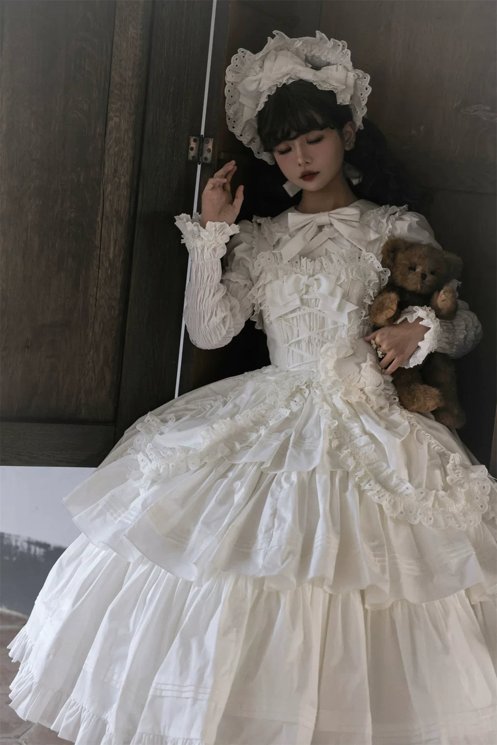 Cotton Gothic Lolita Long JSK, Drawn-up Hem - image 80