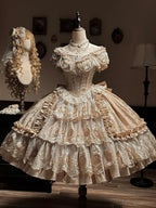 Bourbon Rose Ivory Fan Lace Embroidery Classic Lolita OP Dress - image 4