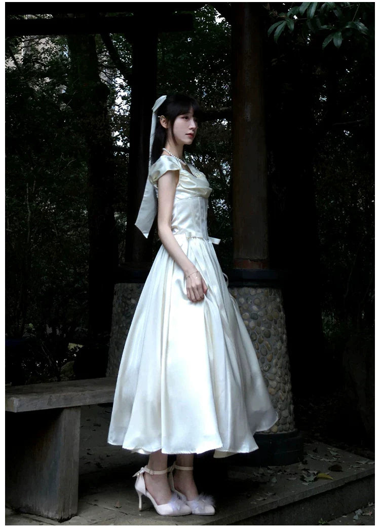 For Beloved - Classic Lolita Satin JSK Dress Set, Fishbone Waist - image 37